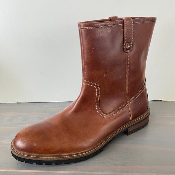 Johnston & Murphy Men Barrett Roper Leather Boots 11M Brown Western Lug Sole NEW